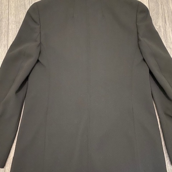 Akris Wool Leather Accent Black Blazer Size 10 - Picture 8 of 11